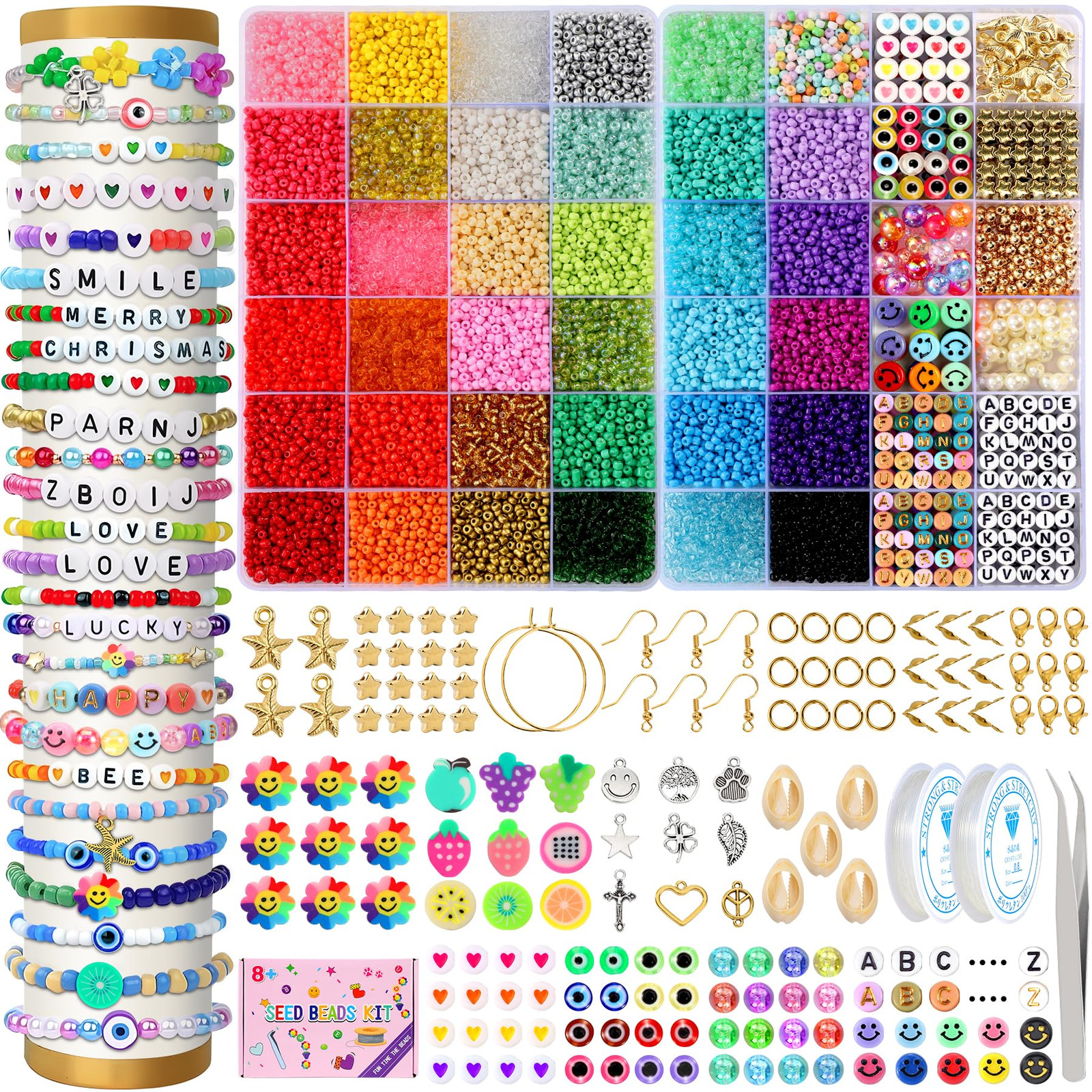 19000 pezzi Perline per Braccialetti, 36 colori Bigiotteria Fai da Te con (b7K)