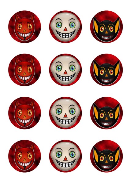 Muffinaufleger Cupcakes Muffins Halloween Teufel Clown Fledermaus HW26-image