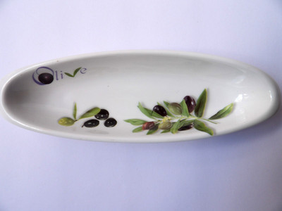Kedima Greek Art Porcelain Olive Dish 7-3/4''