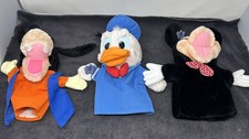 Vintage Disney Hand Puppets Plush Applause Donald Duck Mickey Mouse Goofy