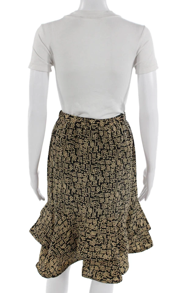 Женская расклешенная труба Neiman Marcus шелковая геометрическая короткая юбка бежевая размер 27 - Изображение 3 из 4