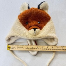 Knitwits Fox Face Hat deLux handmade Wool Blend Ear Flaps Tassel Baby Toddler 3+