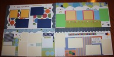 Simple Scrapbook pages handmade assembled set of 8 pages school and birthday