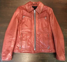 Vtg Schott NYC Sportswear Red Leather Motorcycle Biker Jacket Women's Size 12