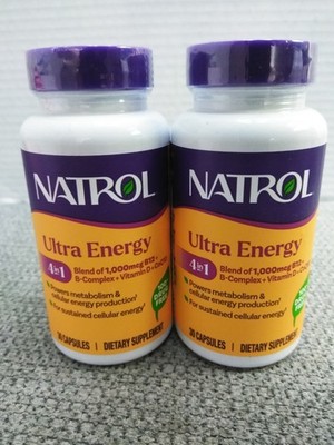 Natrol Ultra Energy 4-in-1 Blend 1000mcg B12, Vit. B Complex, Vit. D, CoQ1 (2PK)