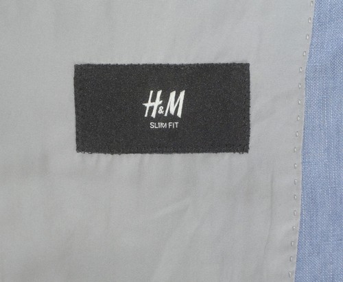 42R H&M 2-Piece Linen Suit - Men 42 Blue Slim Fit 34x31 HM - Picture 5 of 11