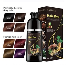 CAIGAI BAI 3-in-1 Hair Dye Shampoo 500ml Grey Coverage, Ginseng