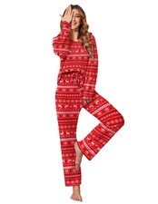 Women's Waffle Knit Pajama Sets Comfy Long Sleeve Lounge Sets 2 Piece Matchin...