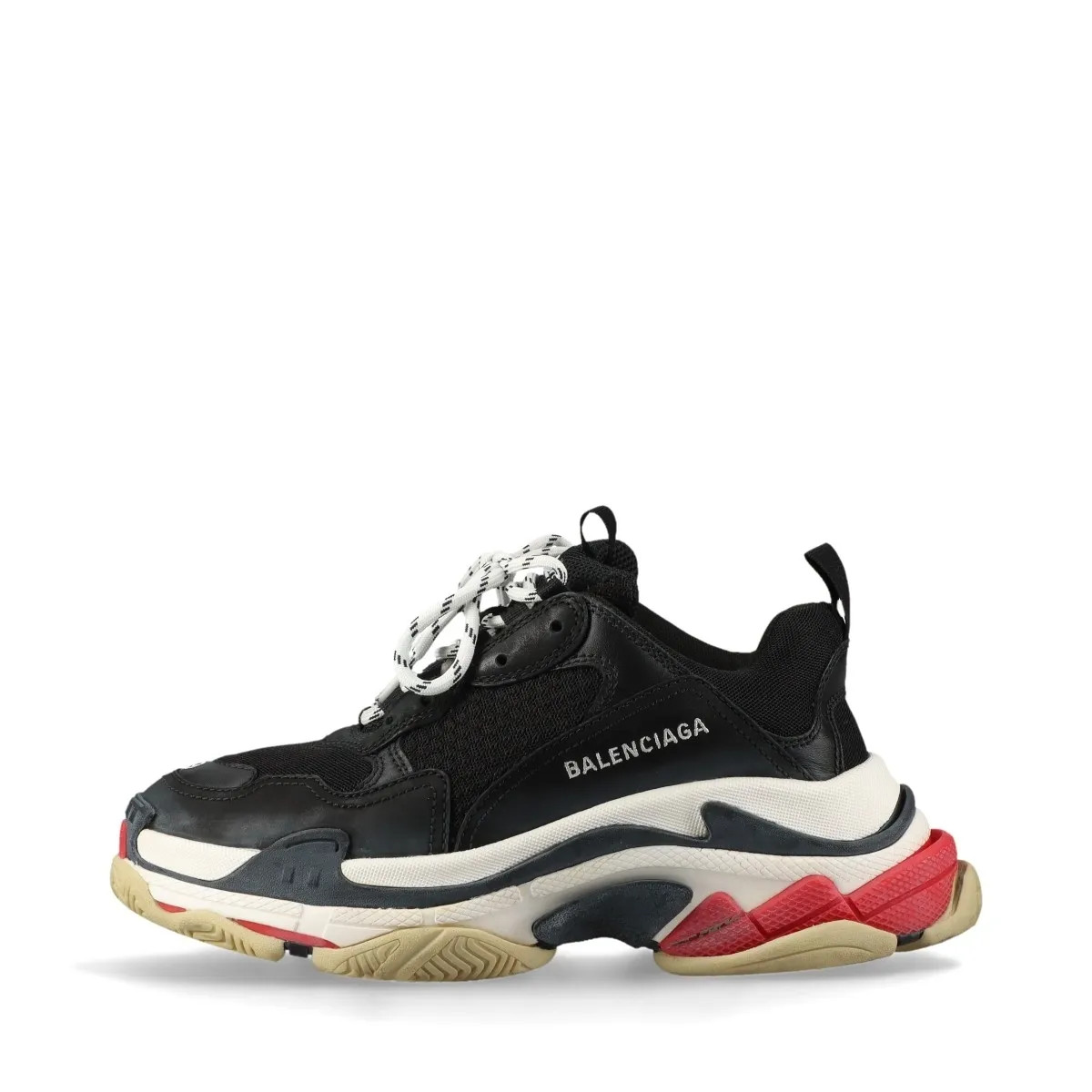 Balenciaga Triple s Mesh x leather Sneakers 26cm Men's Black 533882 Distressed p