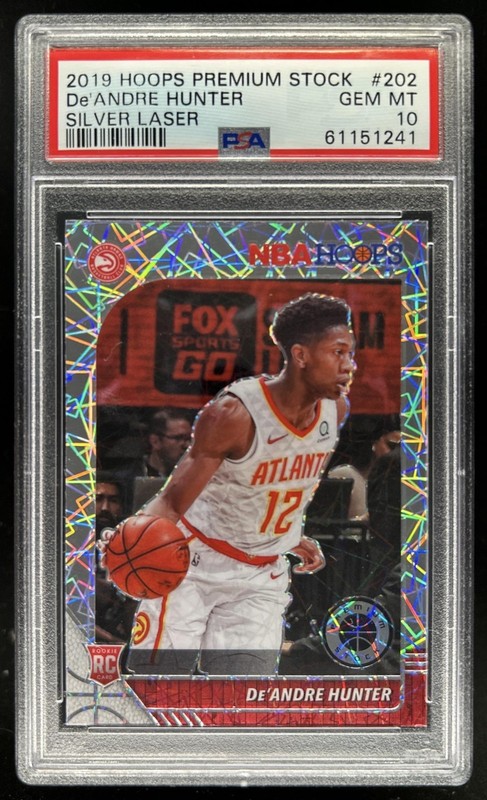 2019-20 Hoops Premium Stock De Andre Hunter RC Prizm Silver Laser #202 PSA 10