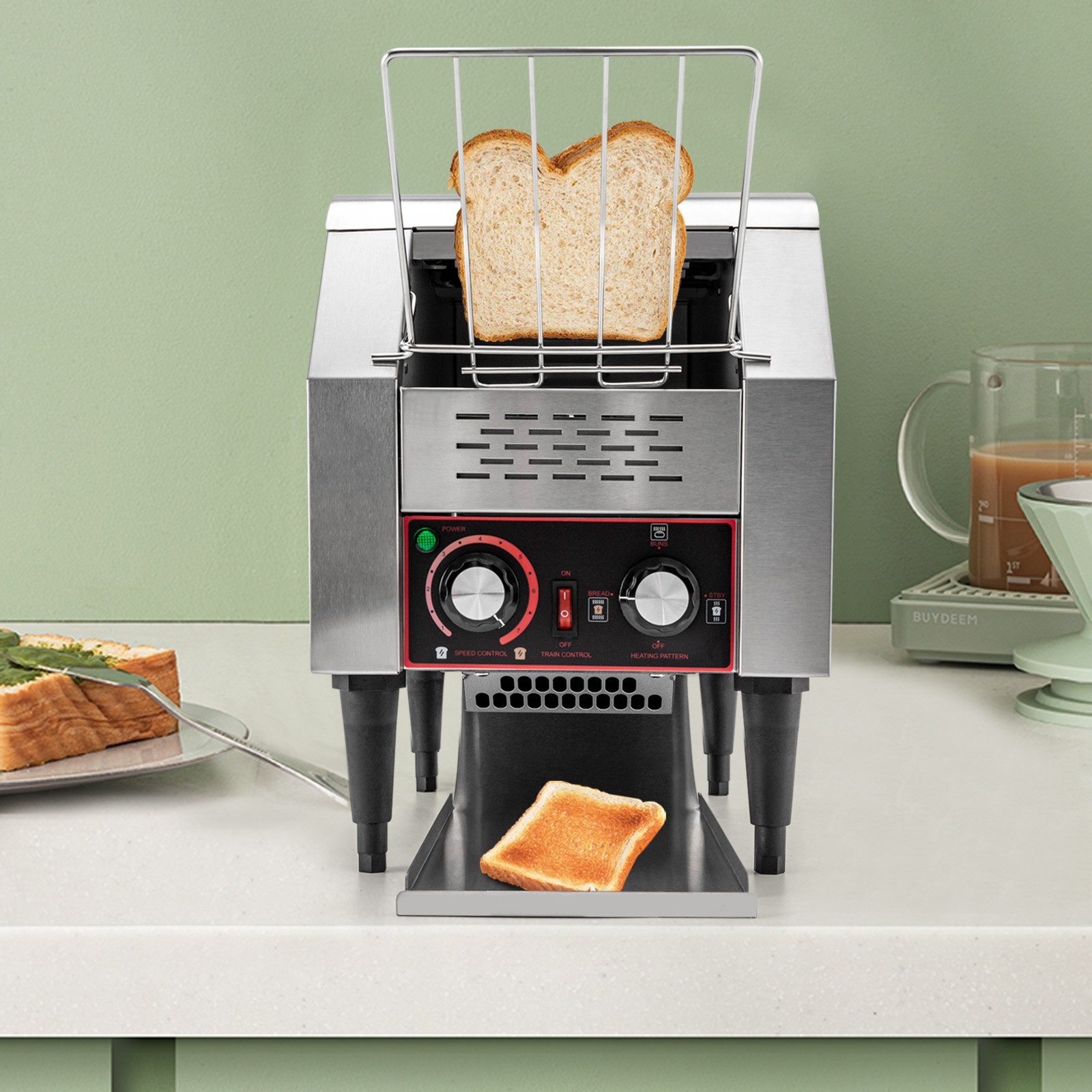 Commercial Conveyor Toaster 150 Slices/H Commercial Toaster Bread Baker 1300W US