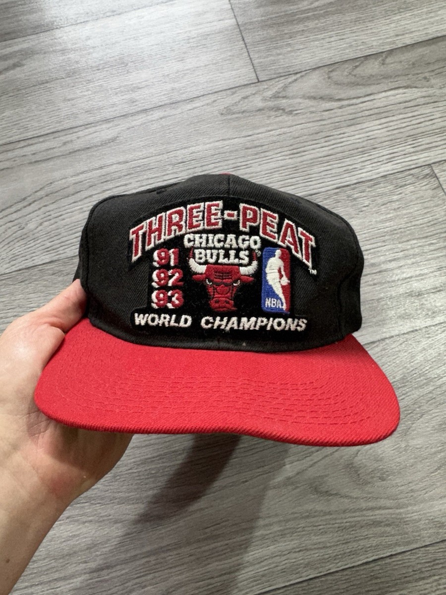 Vintage Chicago Bulls Three-Peat 91' 92' 93' Snapback Hat World