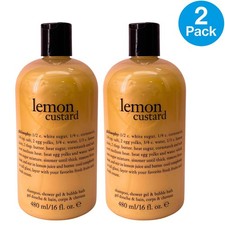 Philosophy Lemon Custard Shampoo Shower Gel  Bubble Bath 16 oz 2 Pack Bundle