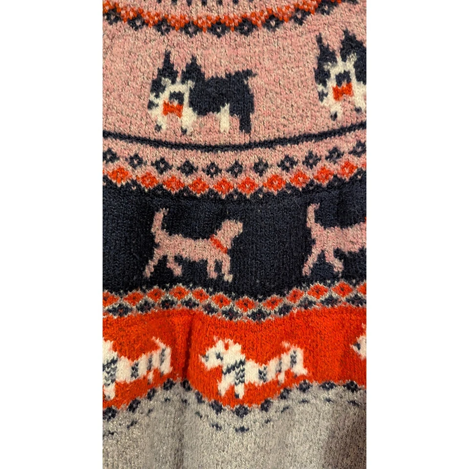 Suéter Pullover Holiday Time Dog Fair Isle Talla M 8 10 Gris Brillante Foto 4 de 4