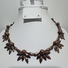 Matisse "Renoir" Copper Laurel Floral Link Necklace Adjustable 12”+3 Vintage