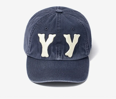 【OPEN YY】Woven YY HEART BONE BALL CAP OPEN YY Heart Bone Ball Cap Navy Cotton Adjustable Strapback Hat