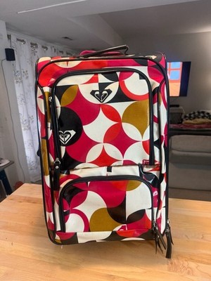 Y2K Roxy Geometric Pattern Rolling Carry-On Suitcase *see description