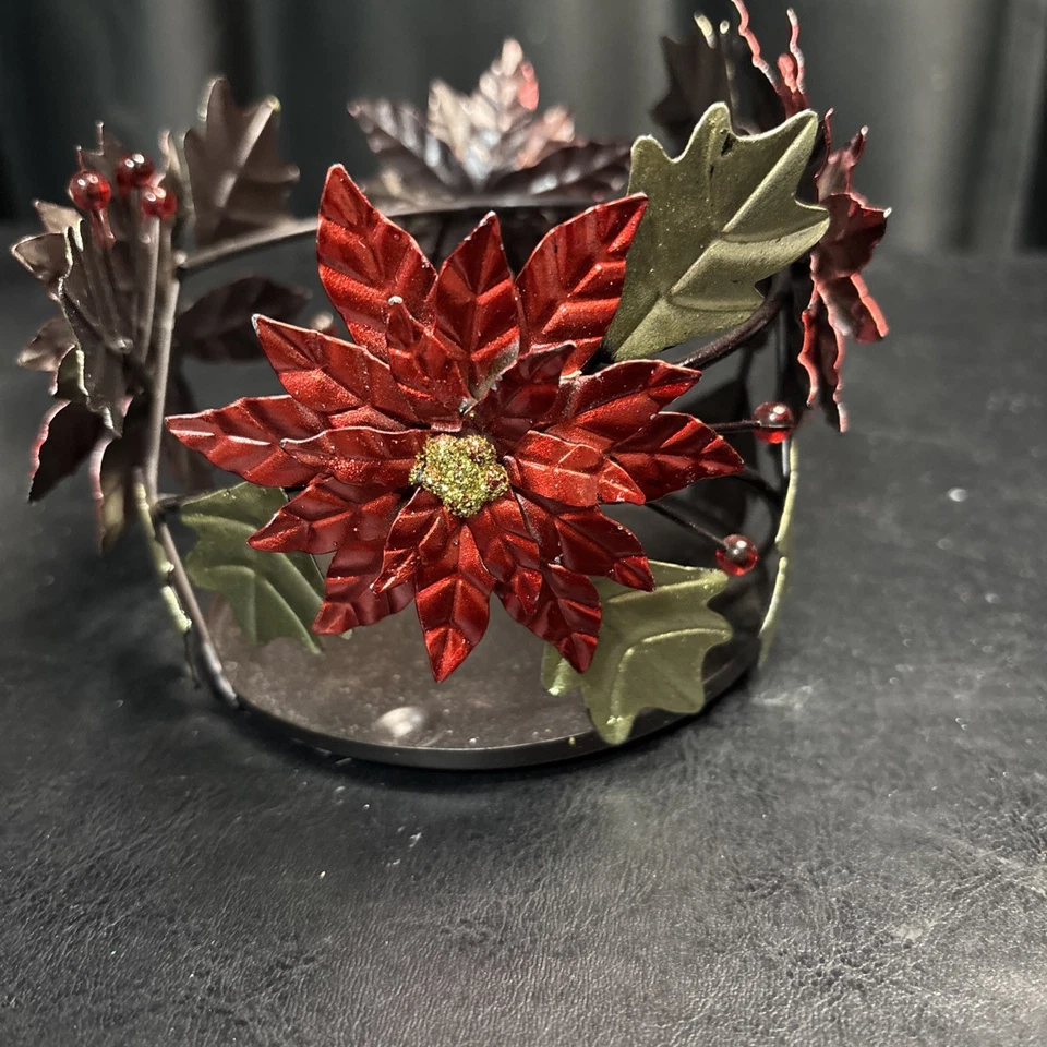 Candelabro de Navidad Sonoma rojo y dorado 3 mechas Foto 4 de 4