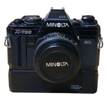 Minolta X-700 35mm Film SLR Camera Kit with 50mm Lens Winder Tested and Working