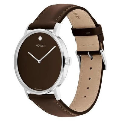 MOVADO Signature Watch, 40mm 0608099 Brown Leather band | eBay