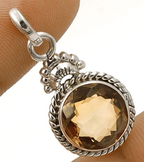 Natural 4CT Smoky Topaz 925 Solid Sterling Silver Pendant 1