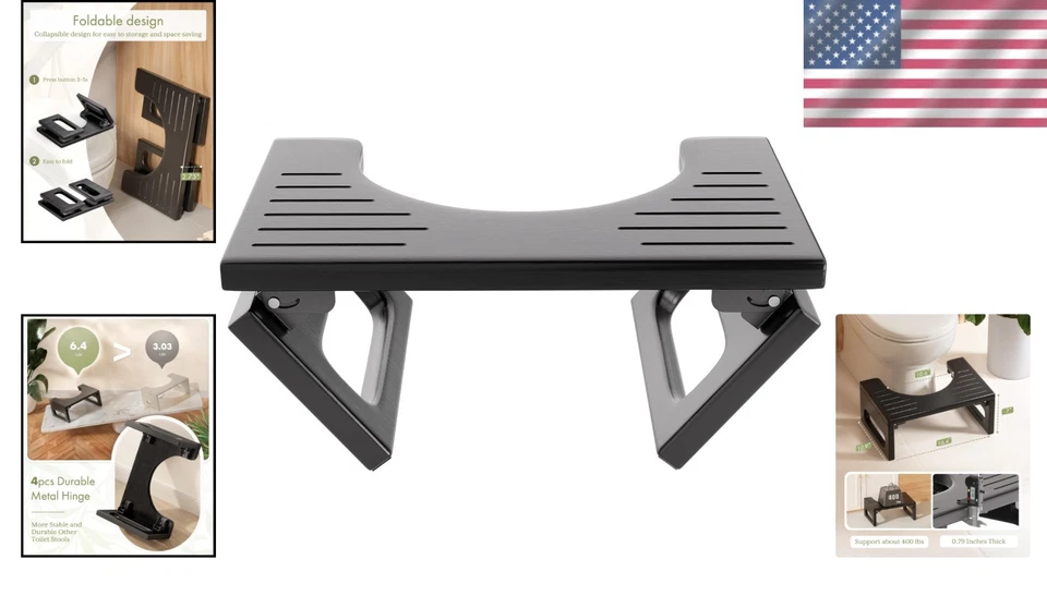 Eco-Friendly Bamboo Squat Stool: 7-Inch Space-Saving Design for Bathroom Health - Image 2 of 4