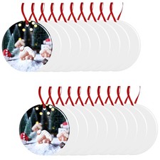 Sublimation Blank Ornaments 4 Inch 30 PCS Round Aluminium Hanging Ornament Bulk