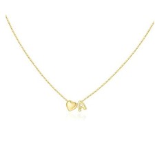 Christmas Gifts for Women Girls - 14K Gold Plated Heart Initial Necklaces for