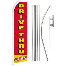 Drive-Thru Open Swooper Flutter Feather Advertising Flag Pole Kit Open Drive In