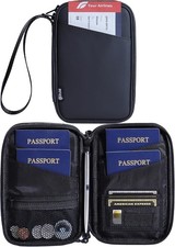 Family Passport Holder for 4, Black Passport Wallet for Travel , Passport Cove..