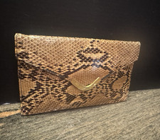 Vintage VARON Snakeskin Leather Purse Shoulder Bag Clutch With Chain EXC
