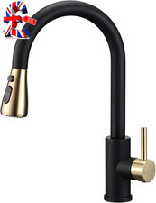Pull Out Kitchen Sink Mixer Tap Mono Matte Black and Brushed Gold Kitchen Faucet