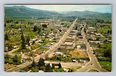 Sweet Home, OR-Oregon Foster Reservoir Cascade Mountains Aerial Vintage Postcard