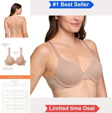 Women's Full Coverage Underwire Bra Satin Cushioned Front Adjustable Straps