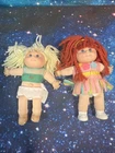 Vintage 1995 Cabbage Patch Kids Mini Dolls Rug Hair Soft Body 10cm Pair