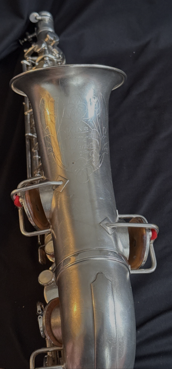 1923 KING H.N. White Saxophone Silver-Plated, Pearl Keys, Low
