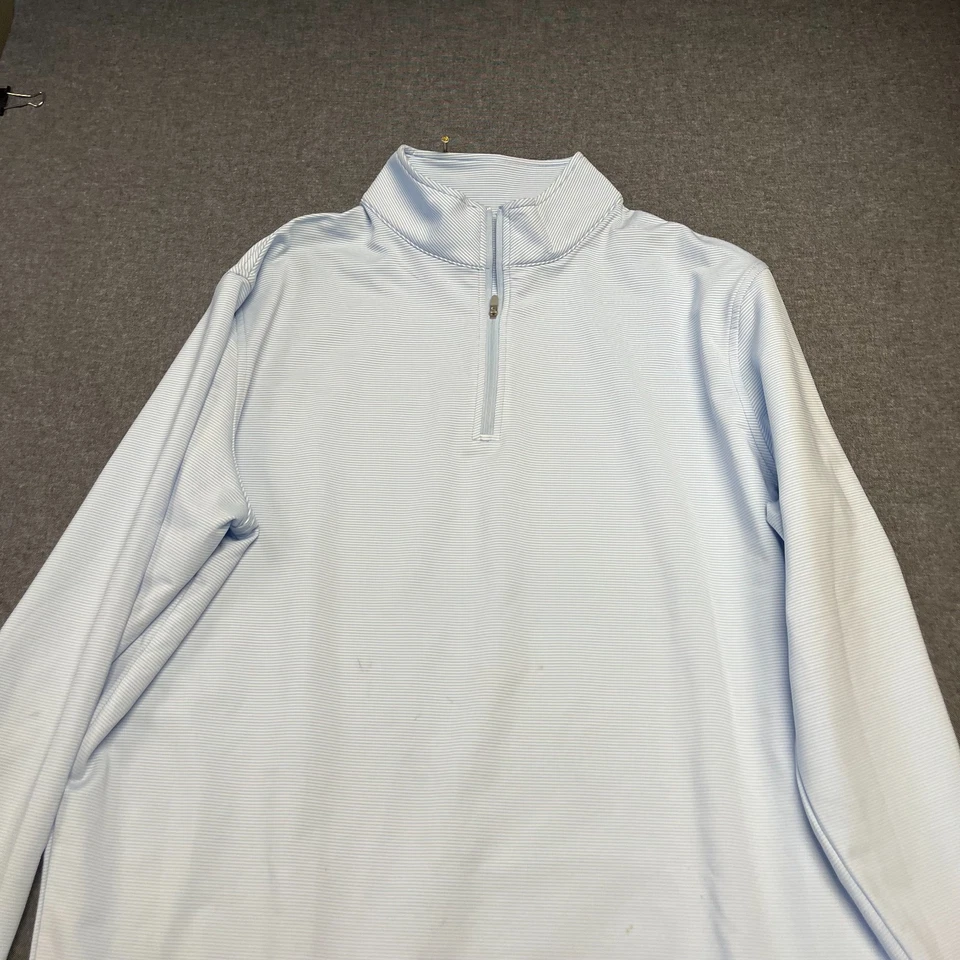 Peter Millar Men's Shirt Size L Blue Stripe Quarter Zip Pullover Polyester Blend - Image 2 of 4