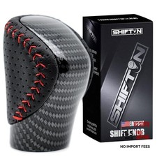 Gear Shift Knob Shifter for Lexus ES Black Leather Red Stitch / Carbon Pattern