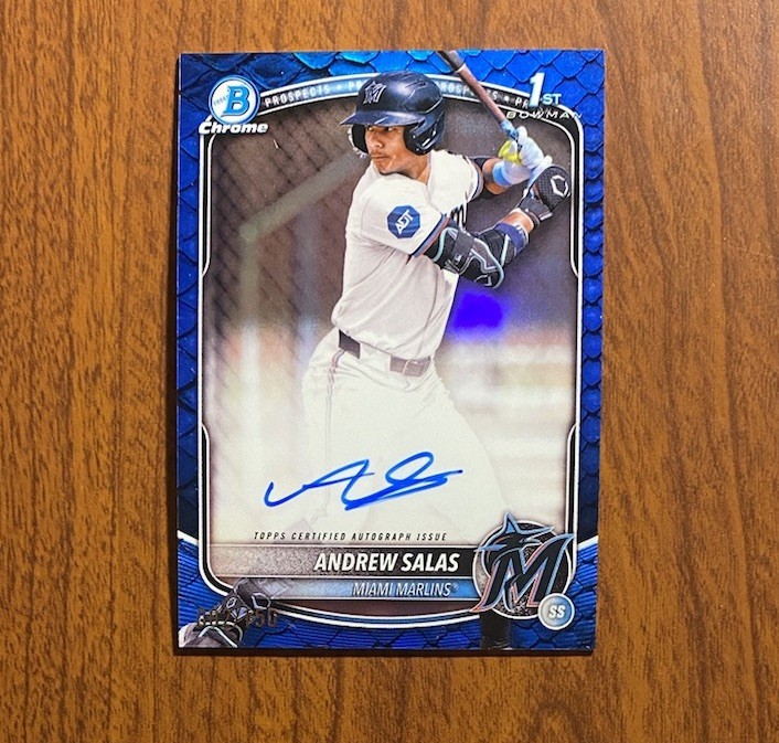 2025 Andrew Salas 1st Bowman Chrome Blue Reptilian Refractor Auto /150 #CPA-AS