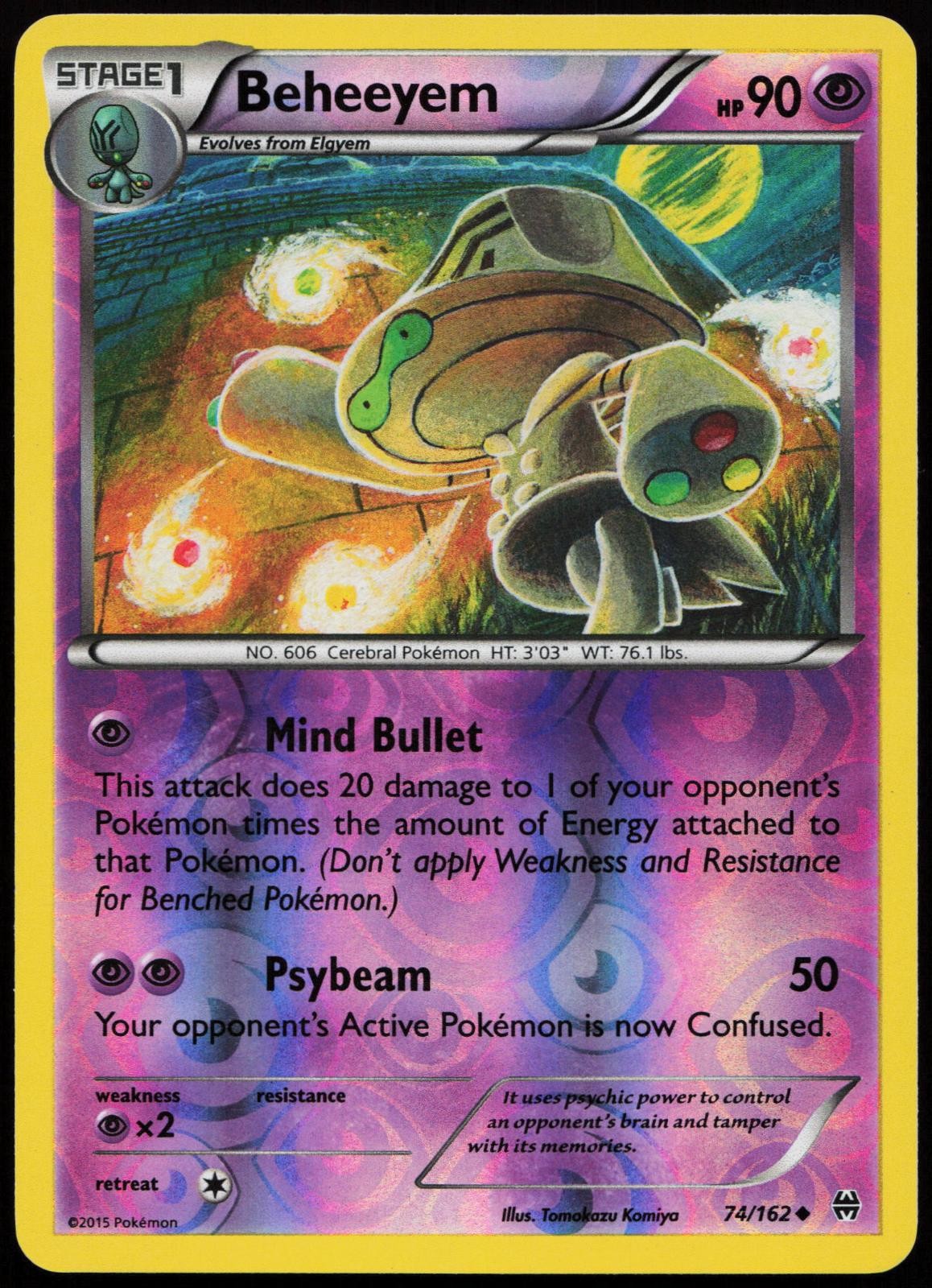 Beheeyem 74/162 Uncommon BREAKthrough Pokemon Reverse Holo Near Mint