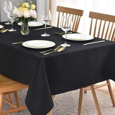 maxmill Jacquard Tablecloth 60x104" Black Waving Pattern Waterproof Wrinkle-Free