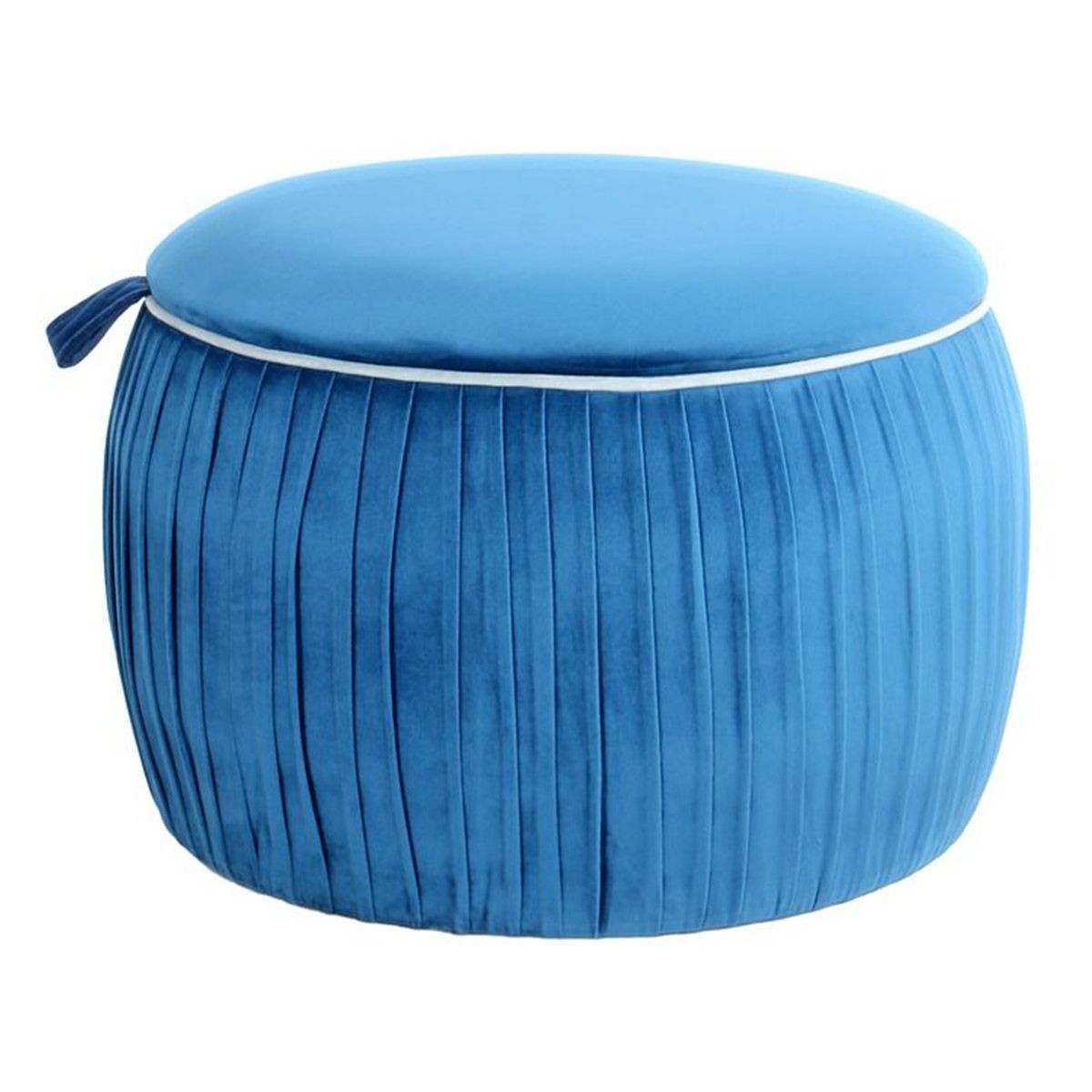 Pouf coffre de rangement Adorée bleu 63cm au design scandinave en tissu premium
