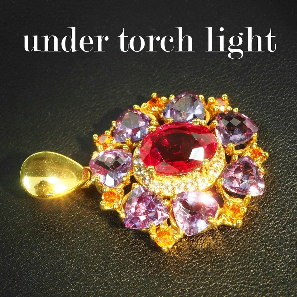 Ciondoli glamour spinello rosso vivo in argento sterling 925 placcato oro... - Immagine 4 di 4