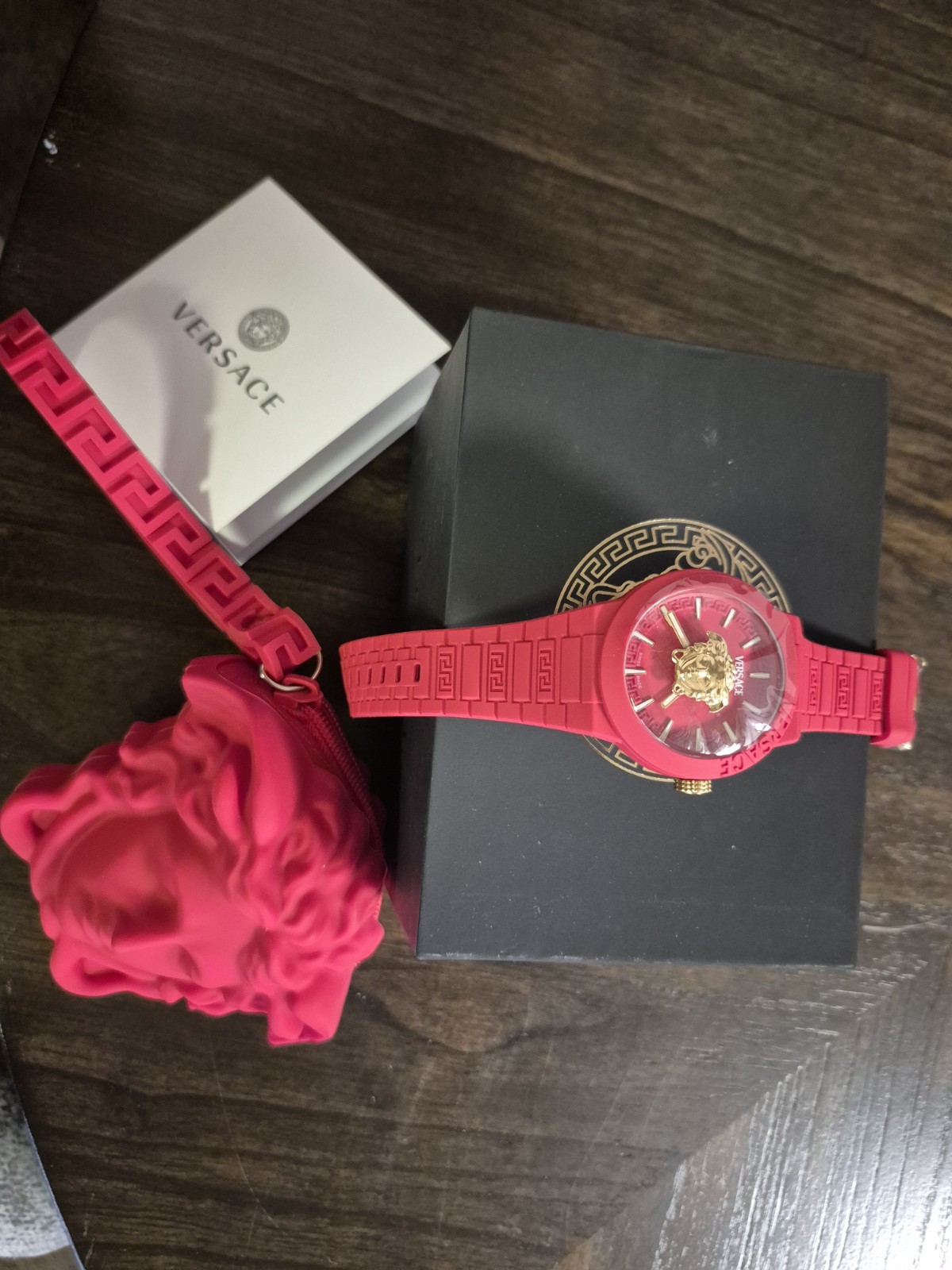 Mens Red Versace Watch VEEFA0124 43mm Silicone Strap New With Box And Papers thumbnail 2
