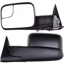Tow Mirrors 94-97 Dodge Ram 1500 2500 3500 Pwr HTD Turn Sig Aux Light Temp Black
