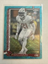 2025 Topps Chrome Garrett Williams Aqua Wave Parallel #6 Arizona Cardinals /199