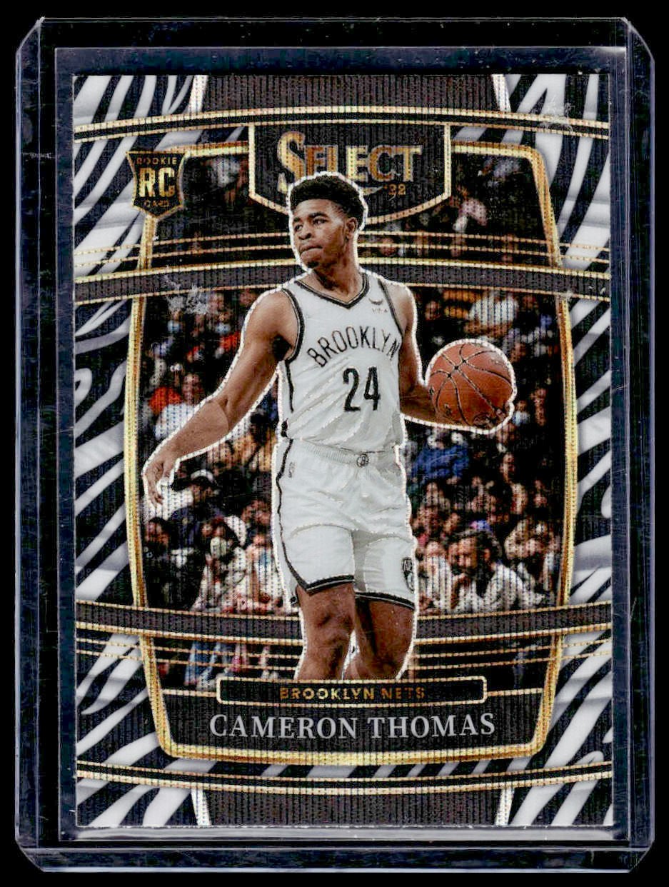 2021-22 Panini Select Cameron Thomas RC Zebra Prizm SSP #21 Brooklyn Nets