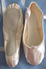 Ballet Shoes UK Size 3 White Satin with Sewn Ribbons Wedding Bridesmaid BNIB