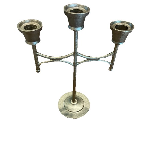 NWT HEARTH & HAND with MAGNOLIA TEXTURED GOLD METAL 3 LIGHT CANDELABRA + CANDLES - Picture 3 of 4
