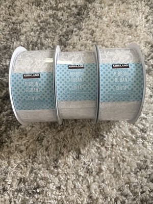 Kirkland Signature Wedding Themed White Wire-Edged Ribbon 150yds 2.5in